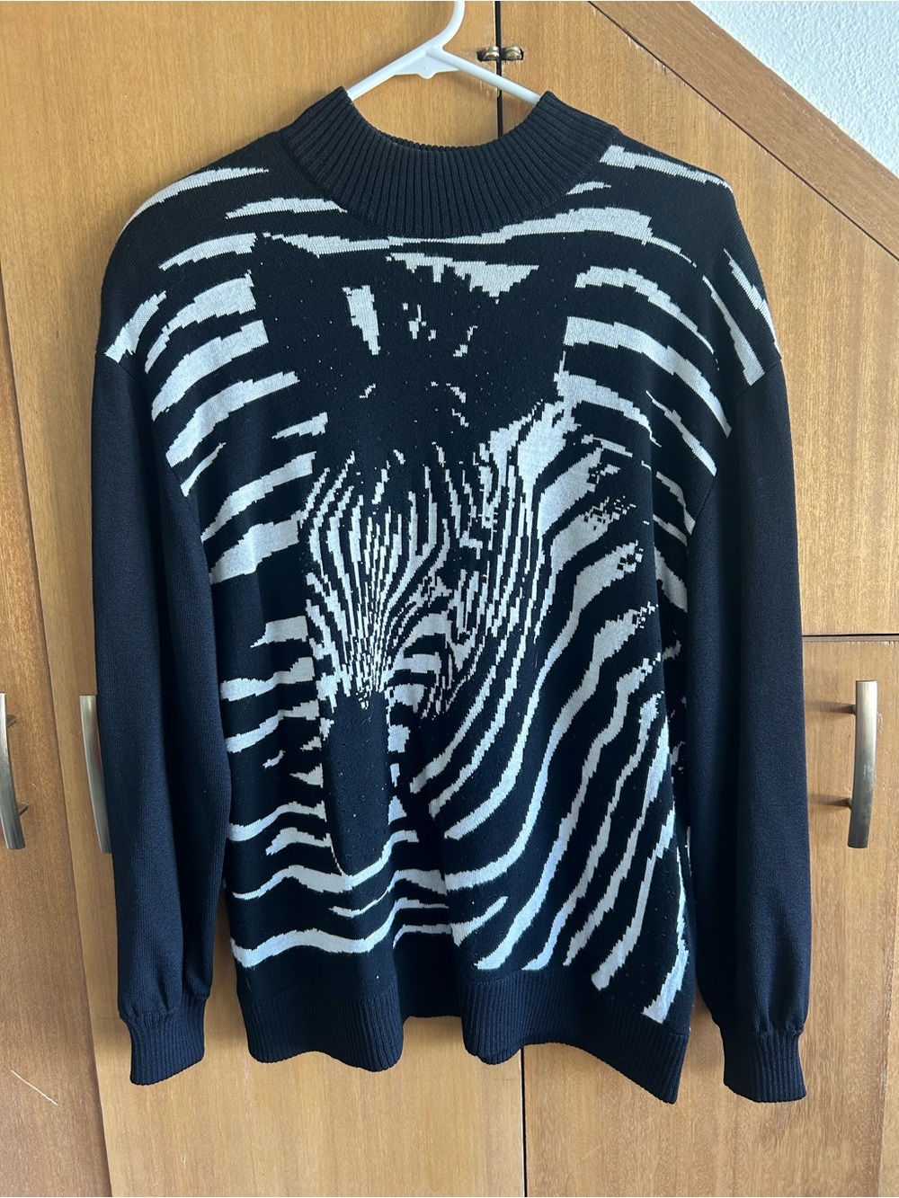 St. John Collection by Marie Gray Zebra Intarsia Knit Sweater — Size M